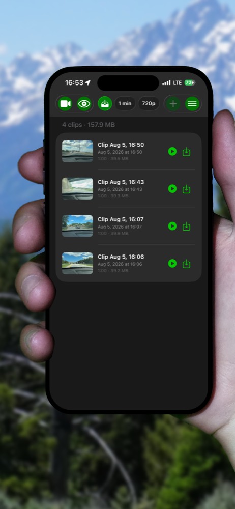 The GoDash saved clips list
